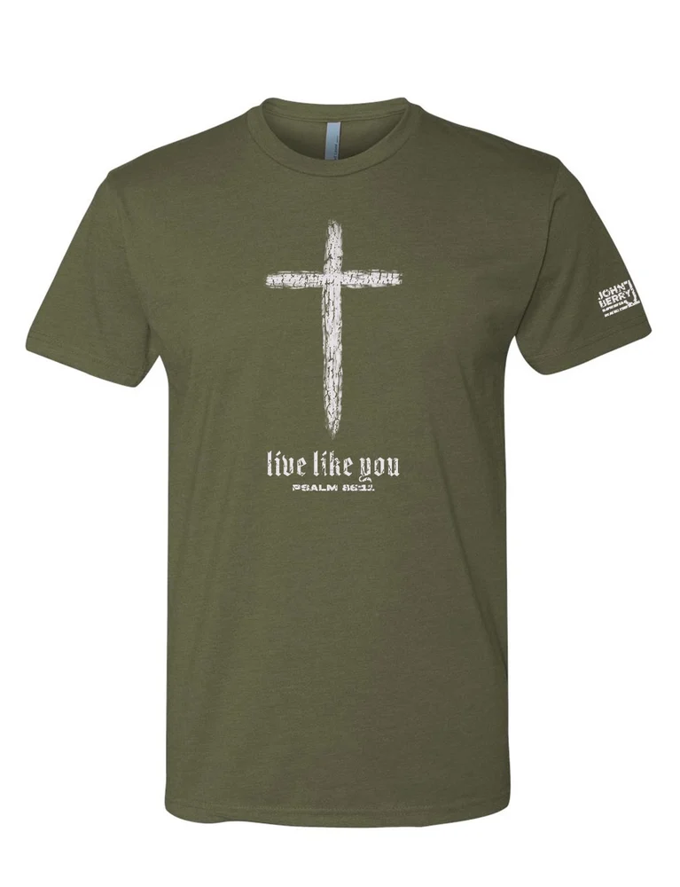 A t-shirt with a cross on it.