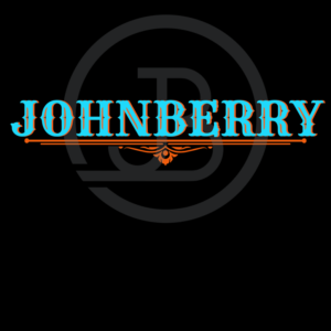 A black background with the word johnberry in blue letters.