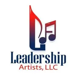 A red and blue logo for leadership artists, llc.