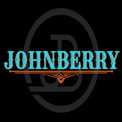 A black background with the word johnberry in blue letters.