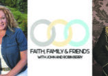 A man sitting in front of the words " faith, family & friends with john and robin berry."